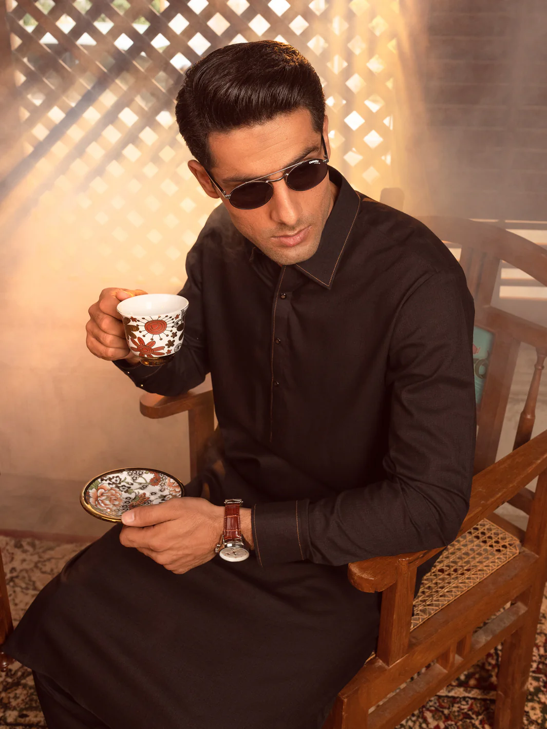 Black Kameez Shalwar - ALWA-KS-404 - Image 3