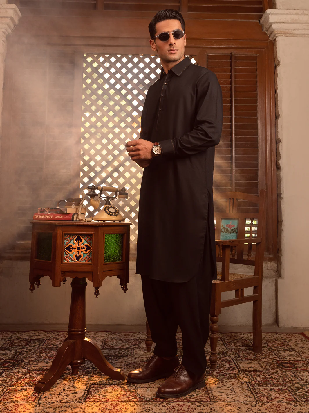 Black Kameez Shalwar - ALWA-KS-404 - Image 5
