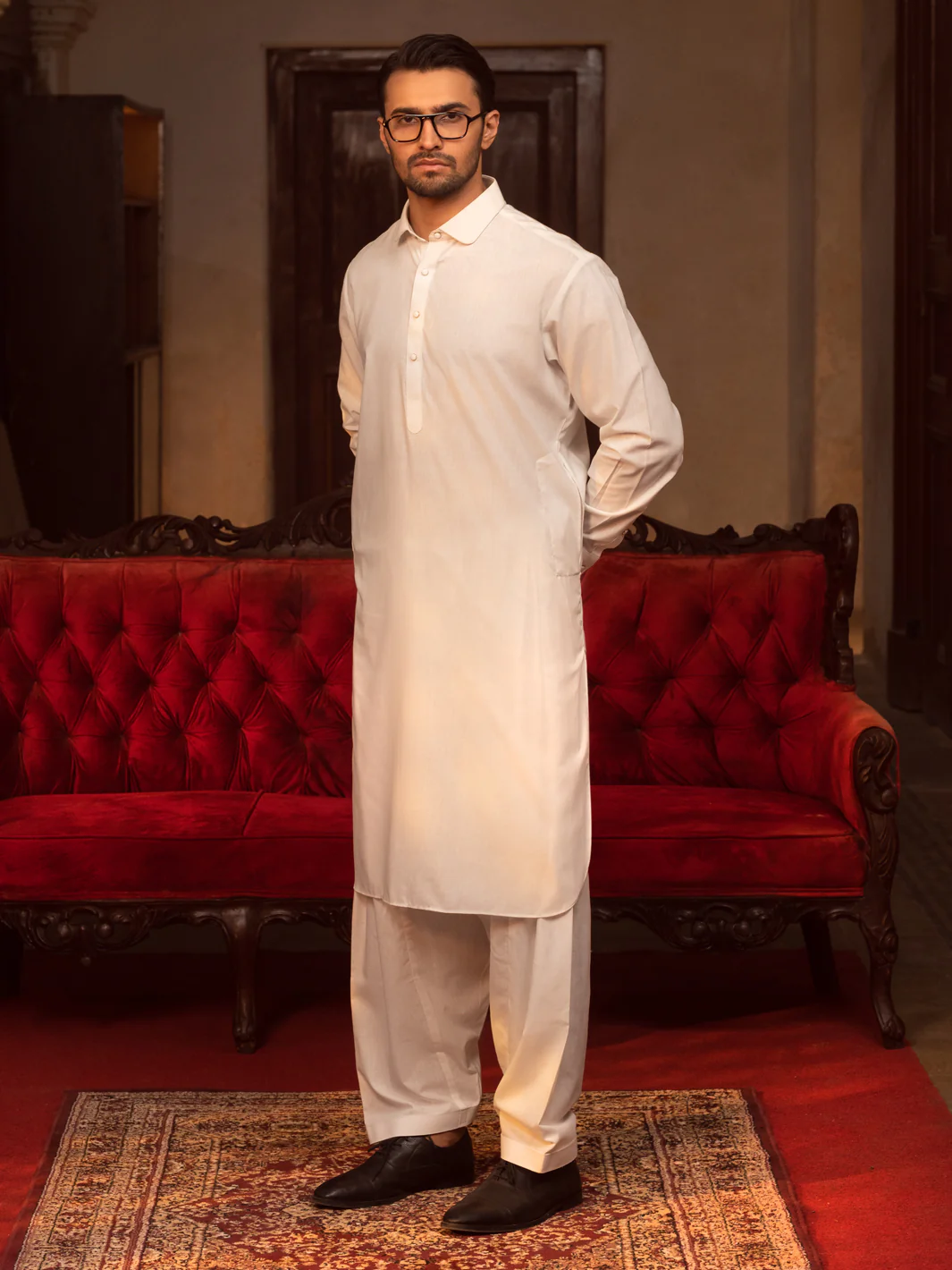 White Kameez Shalwar - ALWA-KS-407
