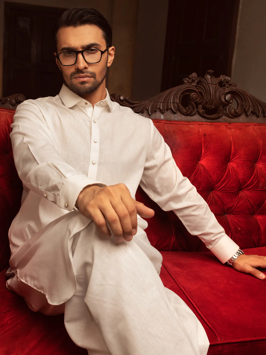 White Kameez Shalwar - ALWA-KS-407 - Image 3
