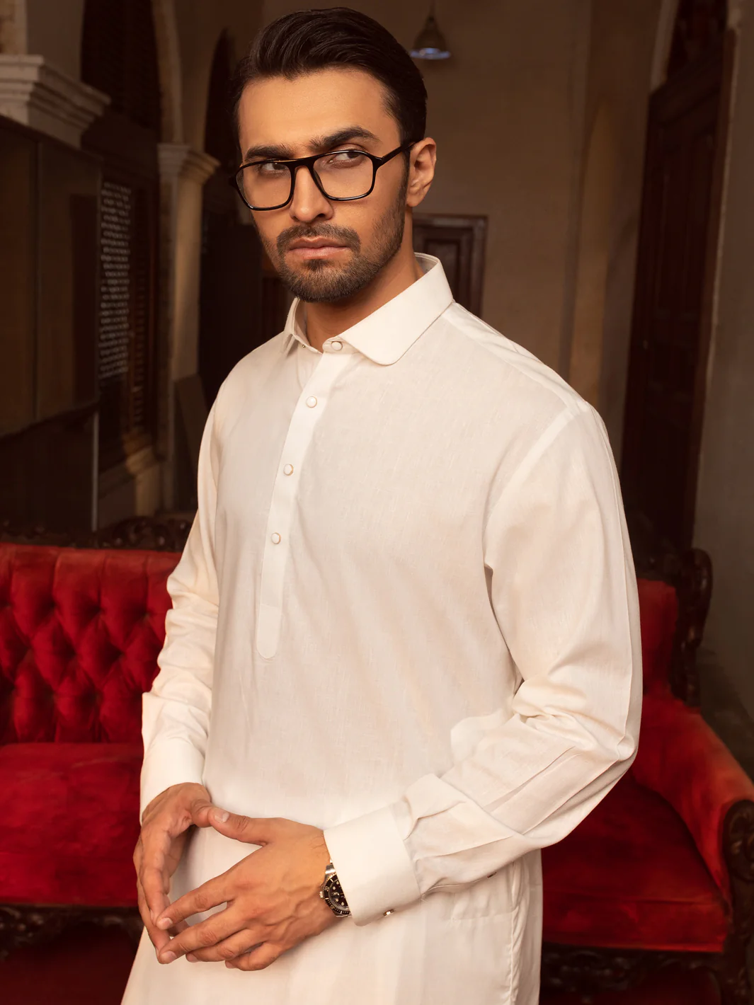 White Kameez Shalwar - ALWA-KS-407 - Image 4