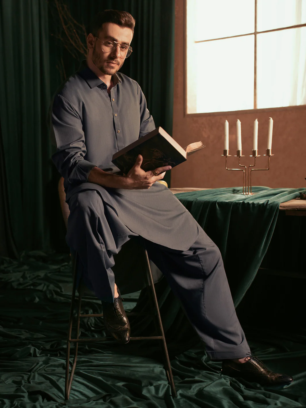 Blue Kameez Shalwar - ALWA-KS-409 - Image 2