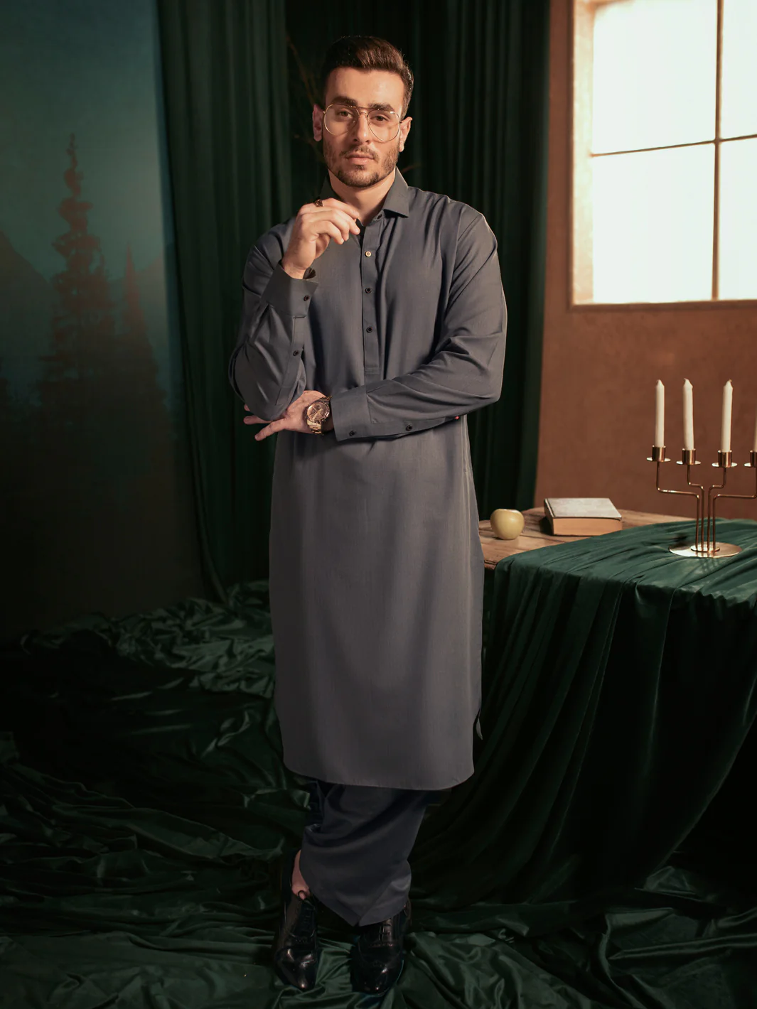 Blue Kameez Shalwar - ALWA-KS-409 - Image 3