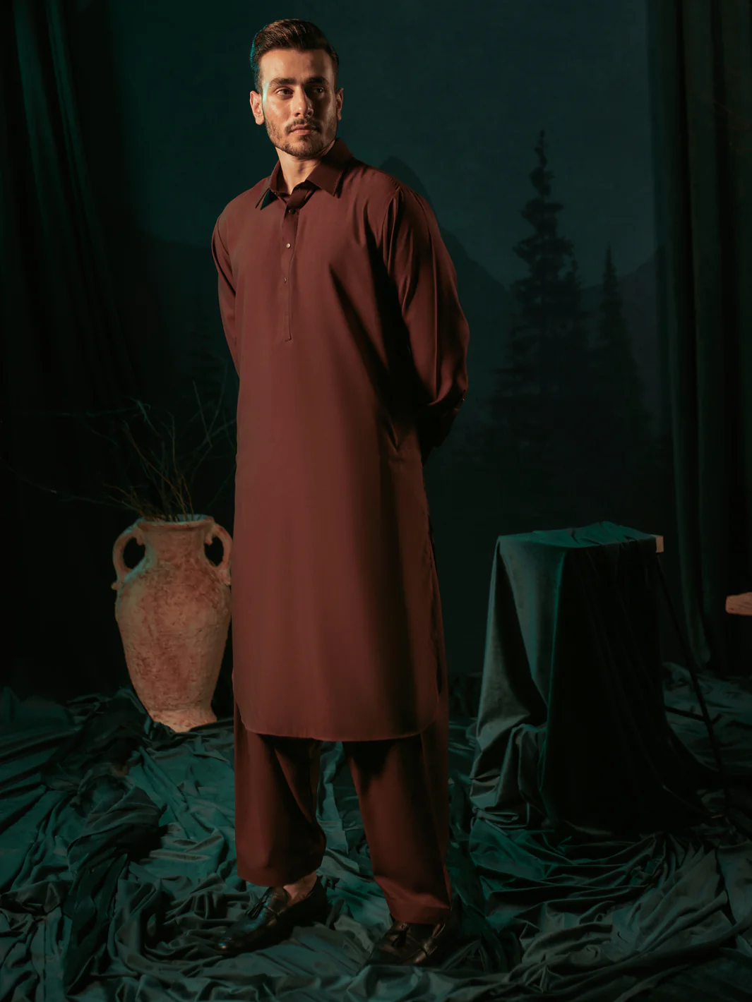 Maroon Kameez Shalwar - ALWA-KS-411