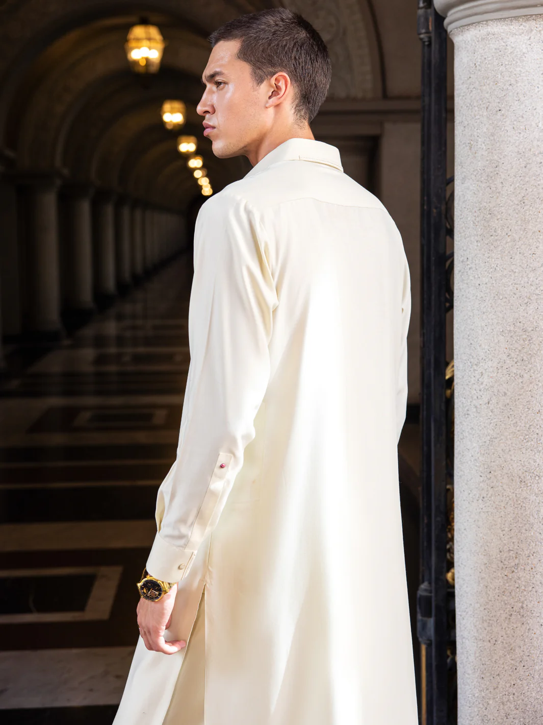 Cream Blended Kameez Shalwar - ALWA-KS-413 - Image 2