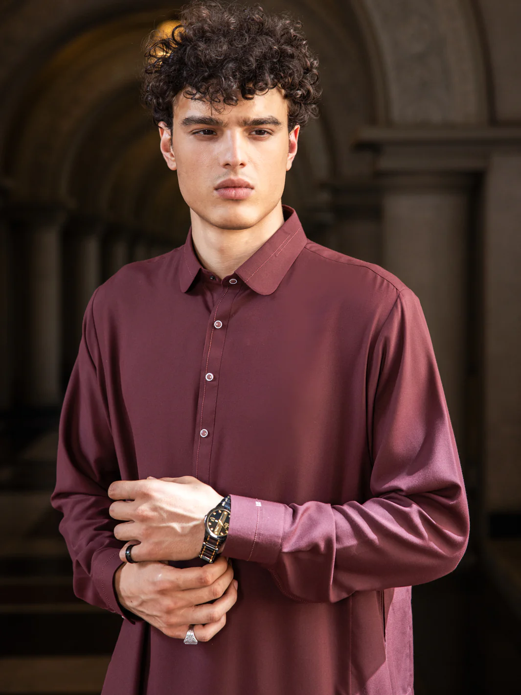 Maroon Blended Kameez Shalwar - ALWA-KS-414 - Image 4
