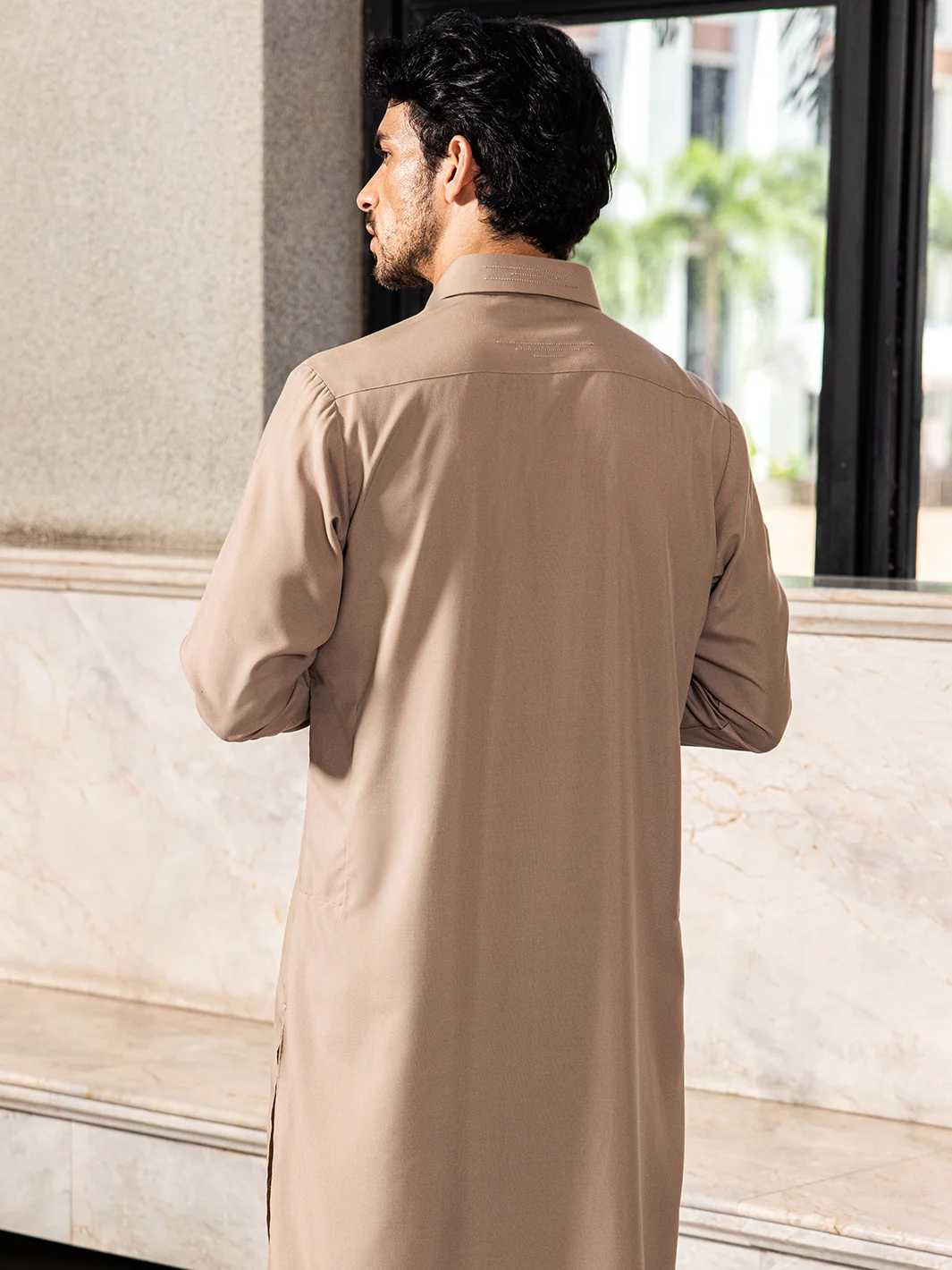Sand Brown Blended Kameez Shalwar - ALWA-KS-416 - Image 3