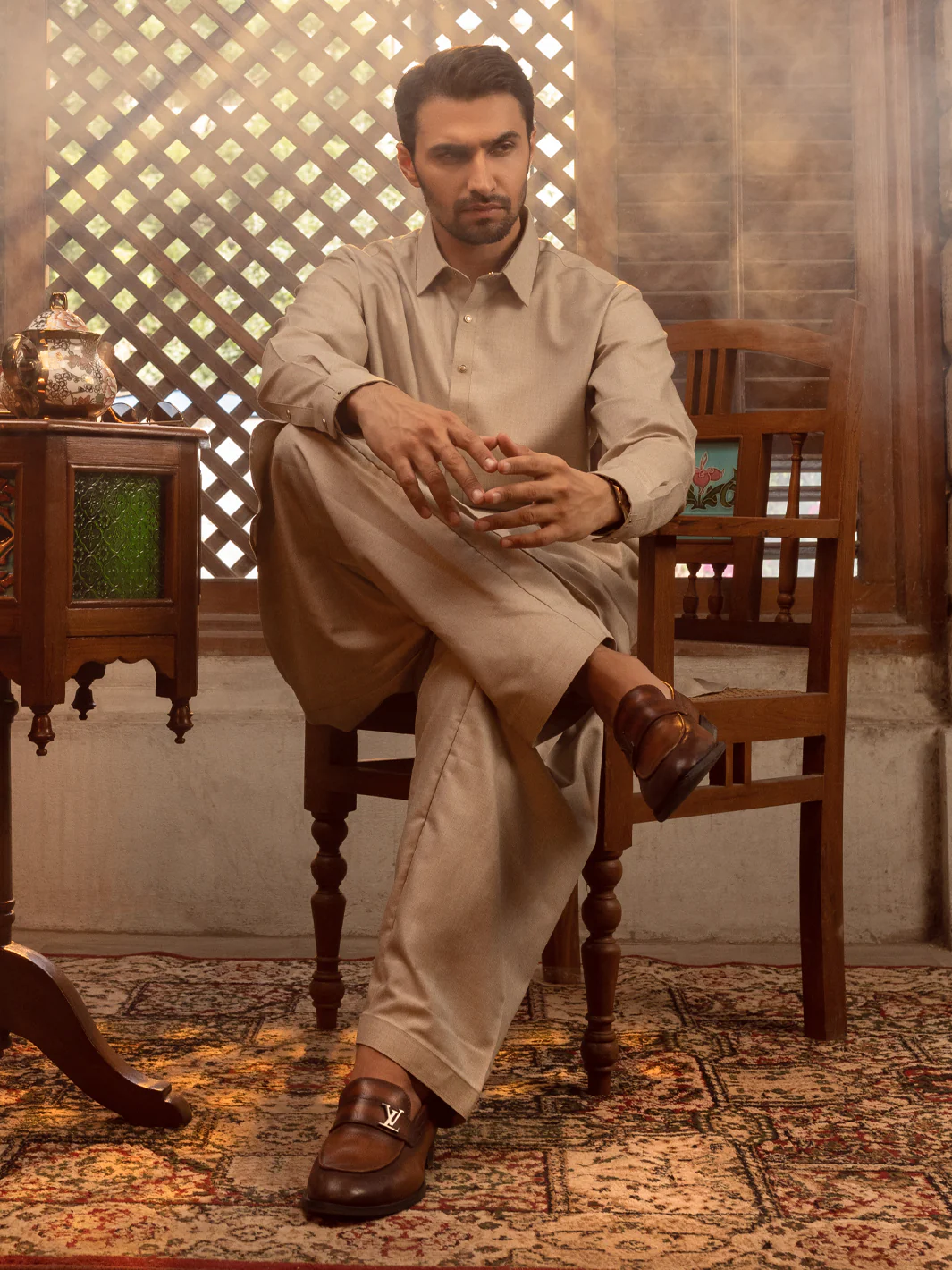 Beige Kameez Shalwar - ALWA-KS-421 - Image 2