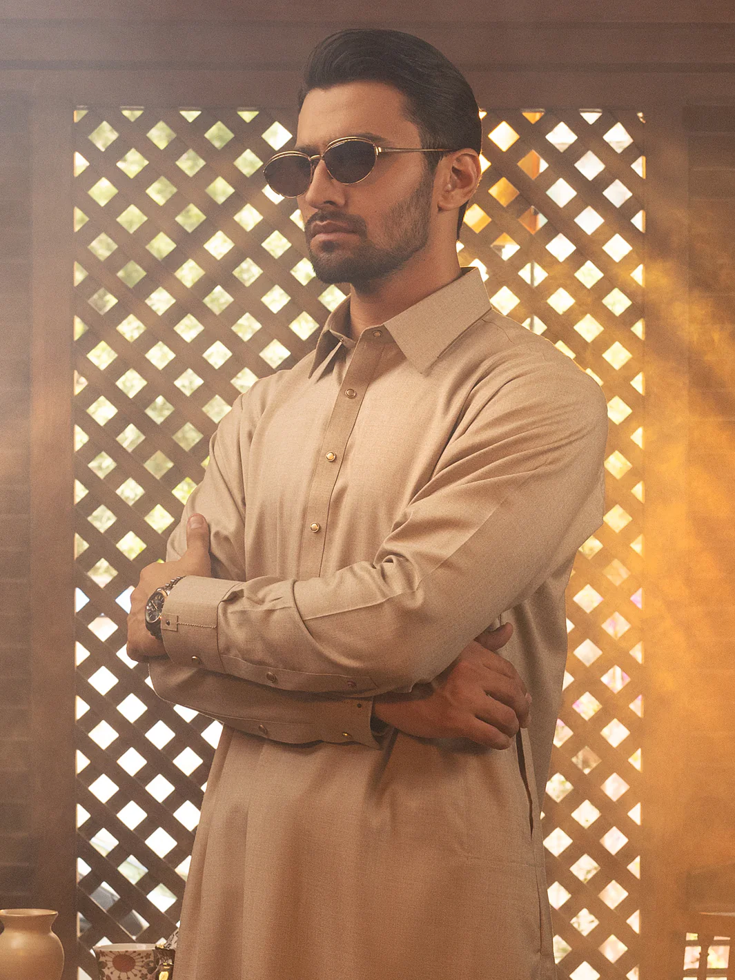 Beige Kameez Shalwar - ALWA-KS-421 - Image 4