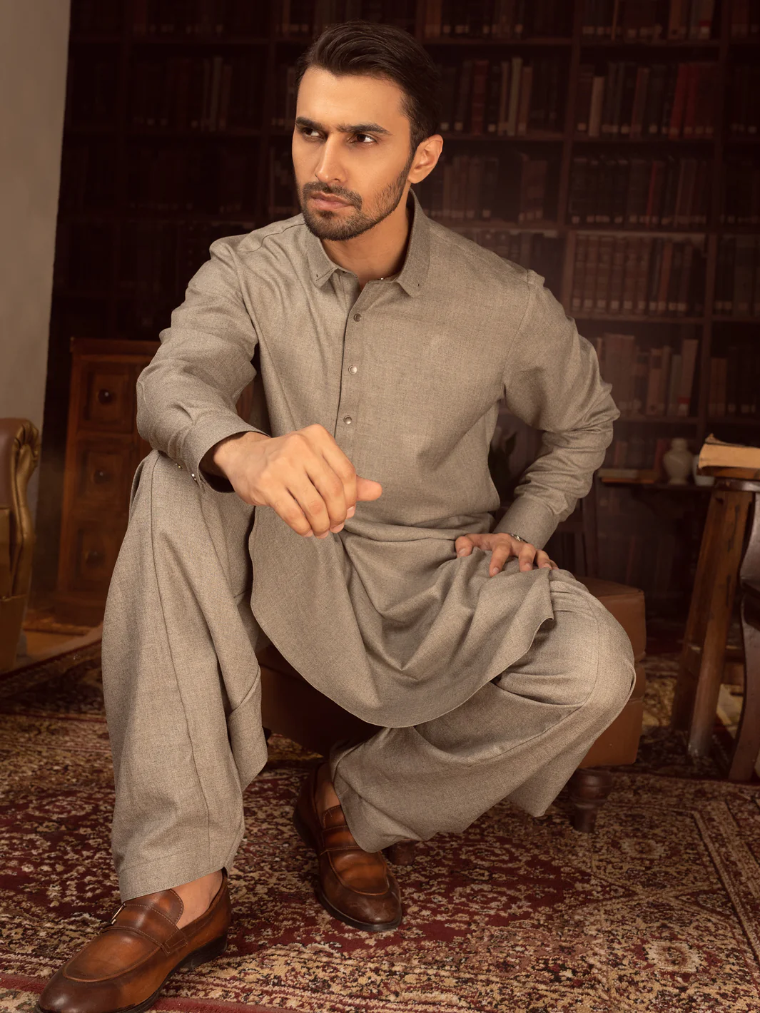 Light Grey Kameez Shalwar - ALWA-KS-424 - Image 2