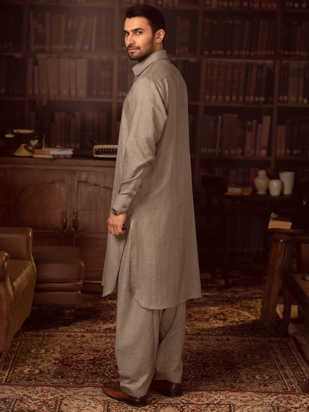 Light Grey Kameez Shalwar - ALWA-KS-424 - Image 3