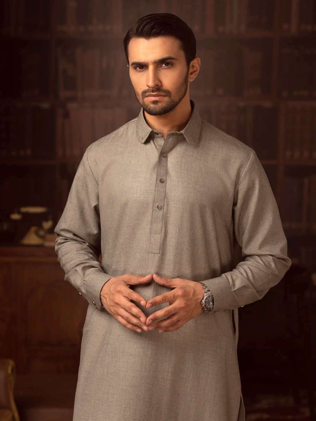 Light Grey Kameez Shalwar - ALWA-KS-424 - Image 4