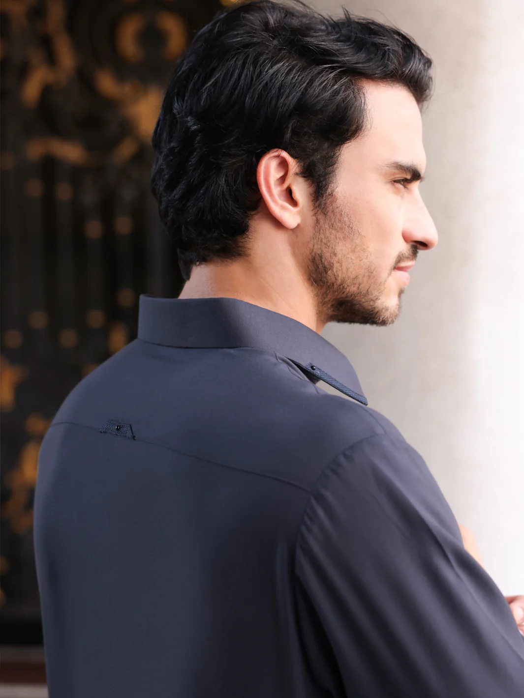 Dark Grey Blended Kameez Shalwar - ALWA-KS-425 - Image 5