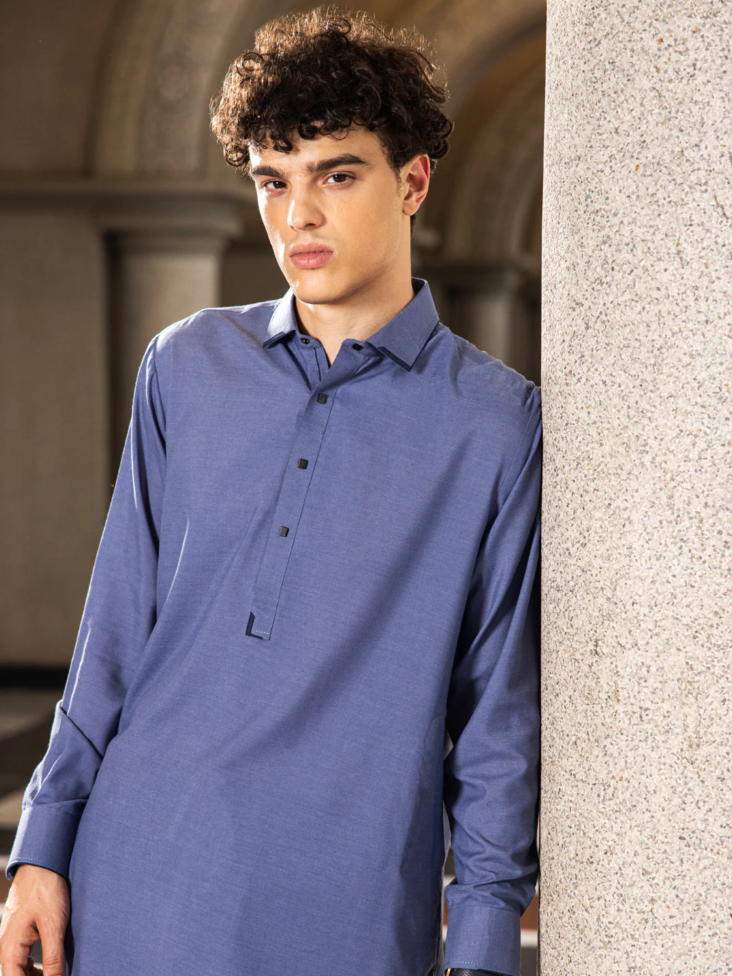 Blue Blended Kameez Shalwar - ALWA-KS-428 - Image 4