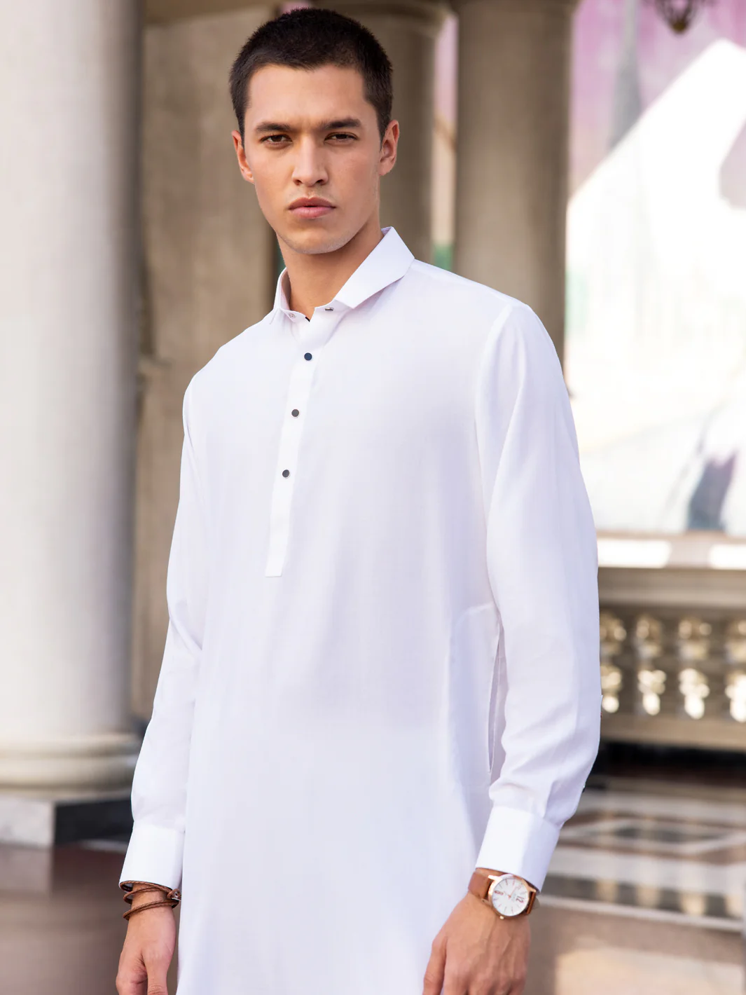 White Blended Kameez Shalwar - ALWA-KS-431 - Image 2