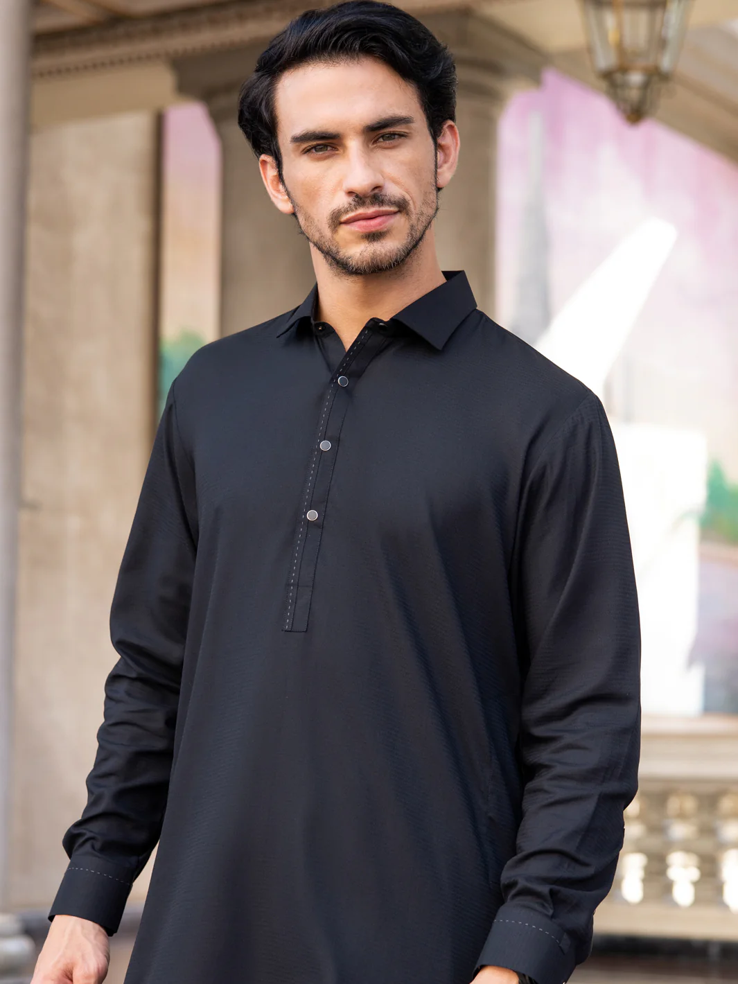 Black Blended Kameez Shalwar - ALWA-KS-432 - Image 2