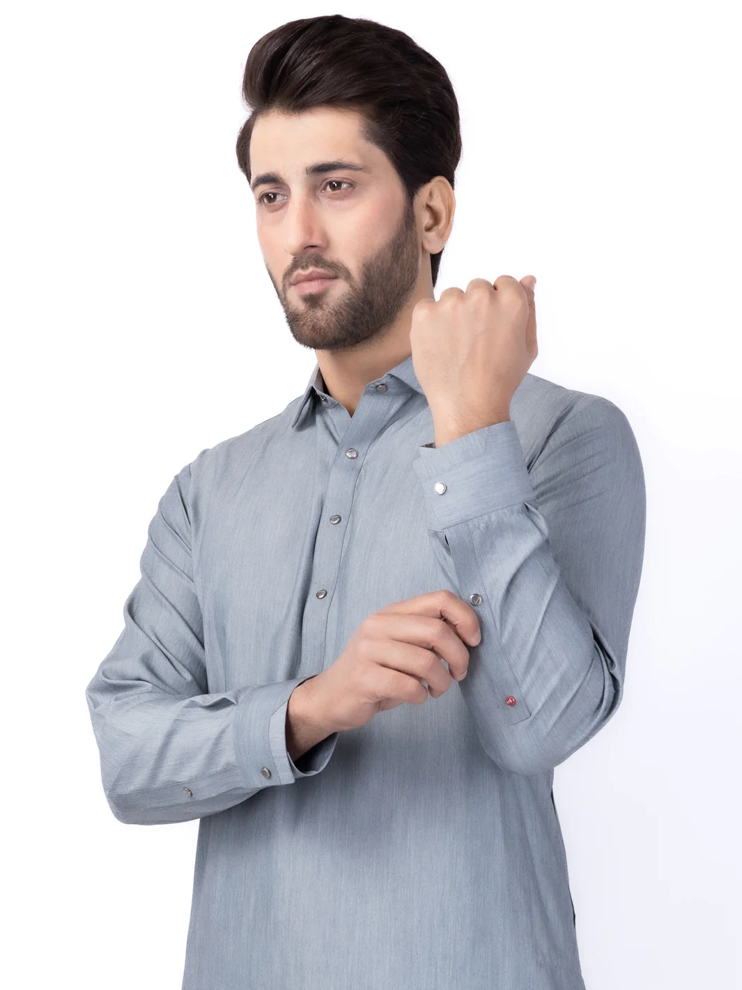 Ash Grey Blended Kameez Shalwar - ALWA-KS-436 - Image 4