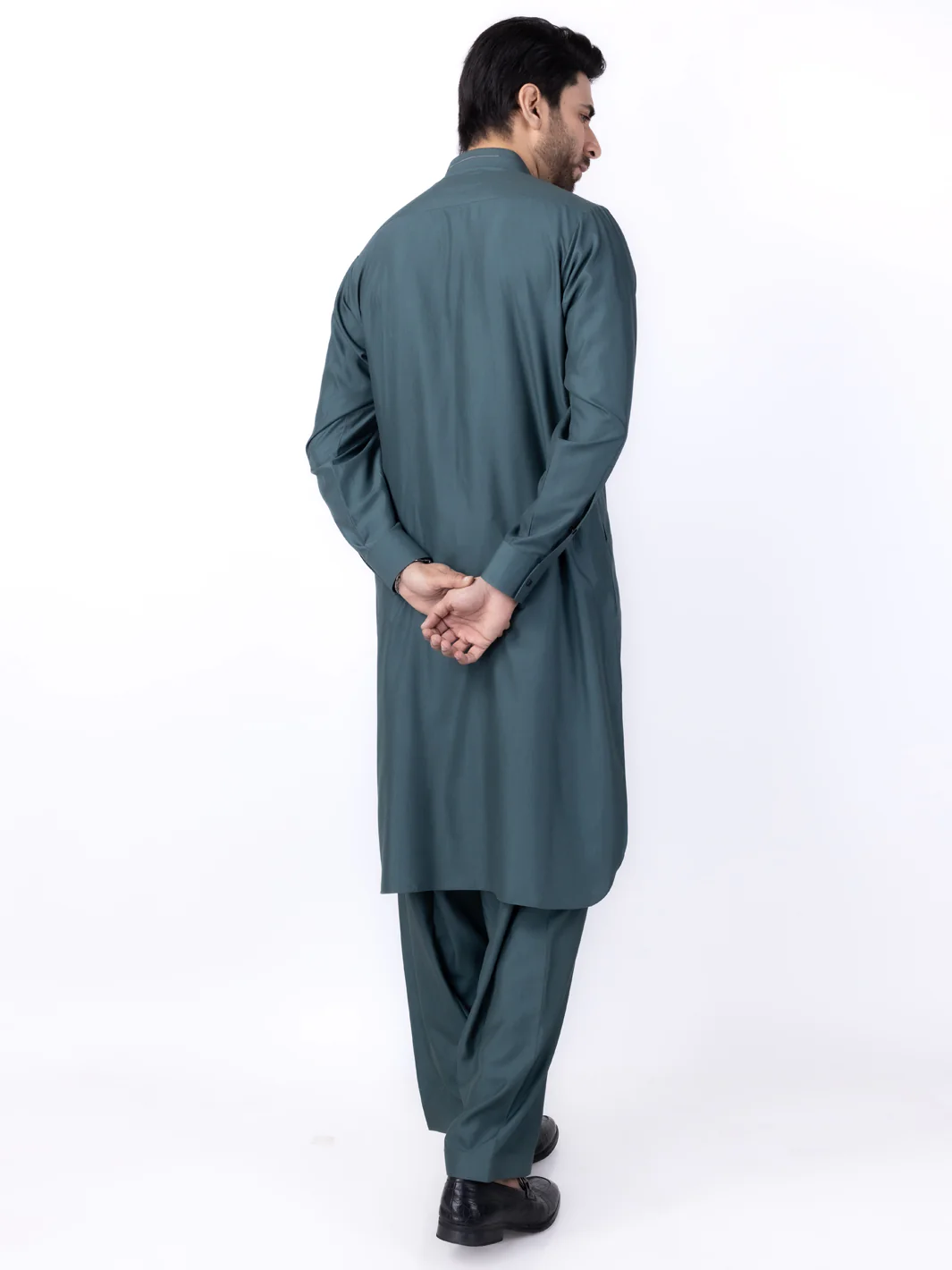 Green Blended Kameez Shalwar - ALWA-KS-437 - Image 2