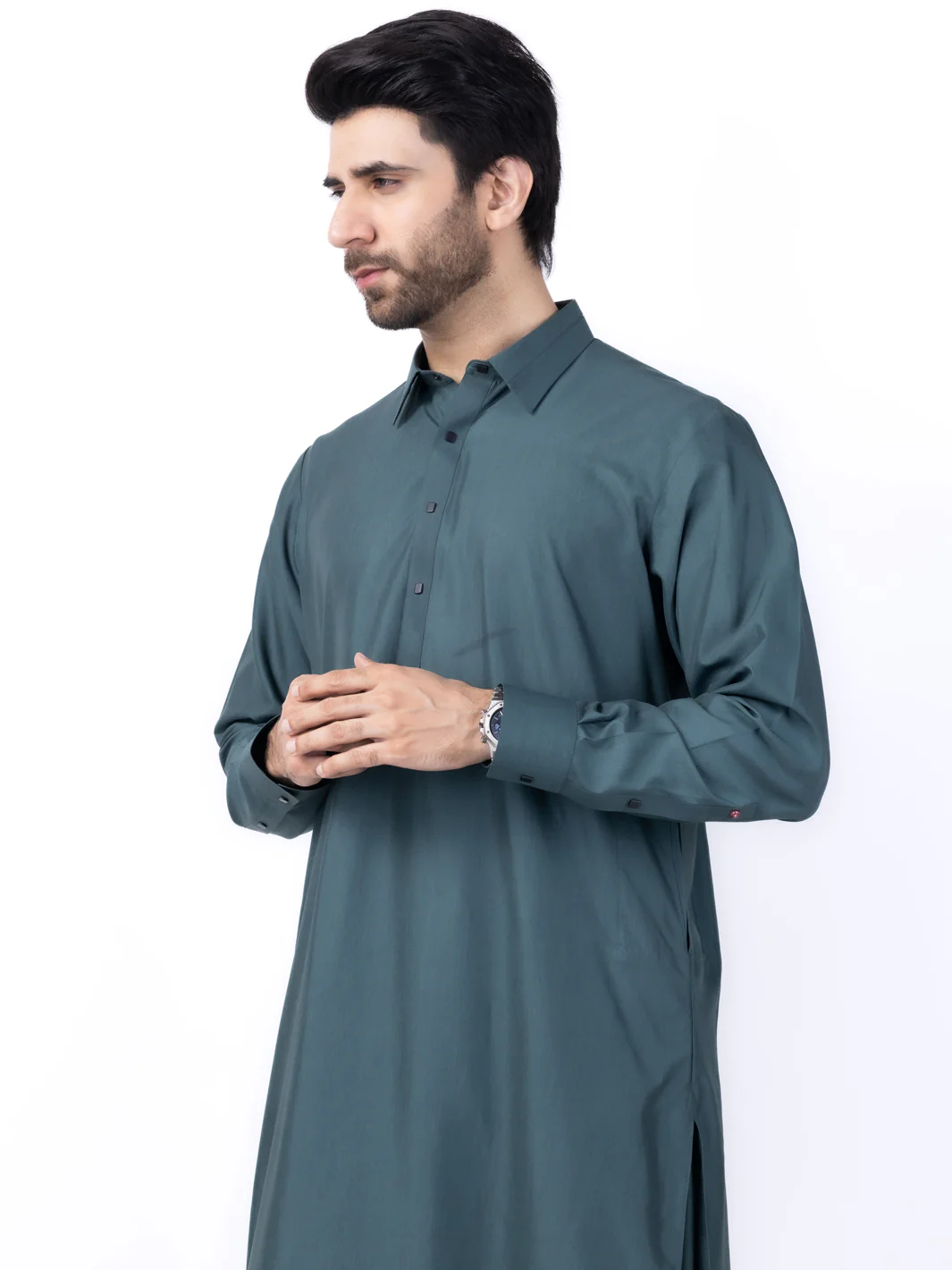 Green Blended Kameez Shalwar - ALWA-KS-437 - Image 3
