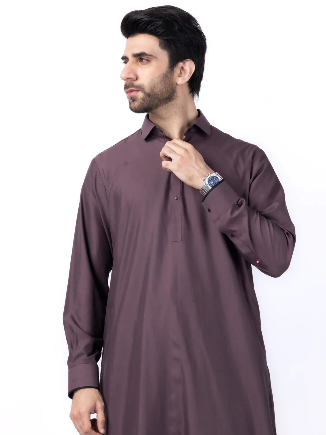 Burgundy Blended Kameez Shalwar - ALWA-KS-438 - Image 3