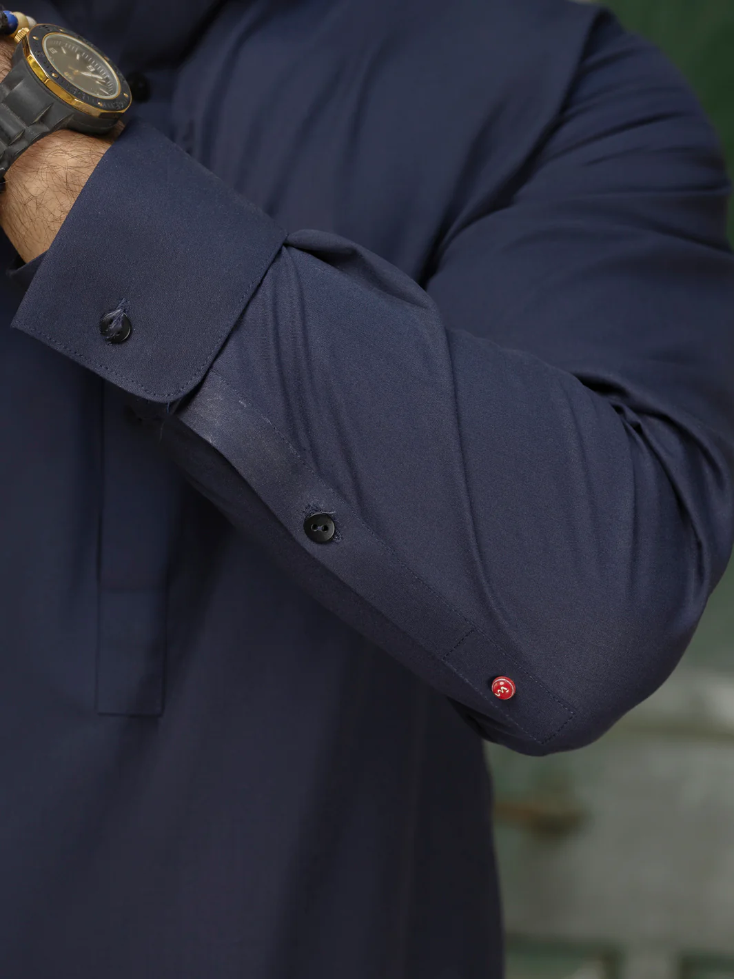 Navy Blue Blended Kameez Shalwar - ALWA-KS-458 - Image 3