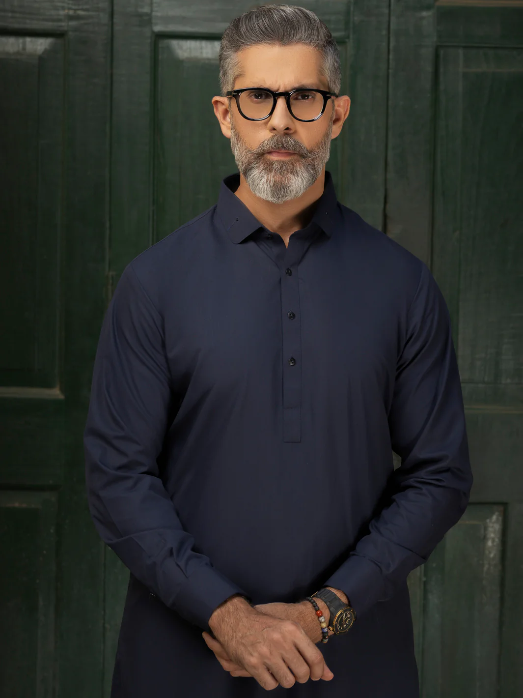 Navy Blue Blended Kameez Shalwar - ALWA-KS-458 - Image 5