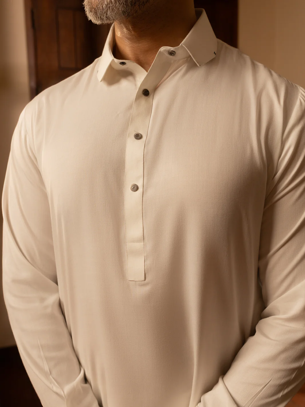 White Blended Kameez Shalwar - ALWA-KS-461 - Image 4