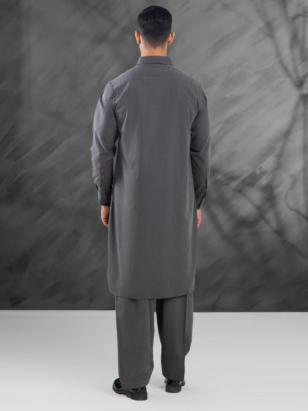 Charcoal Grey Blended Kameez Shalwar - ALWA-KS-464 - Image 2