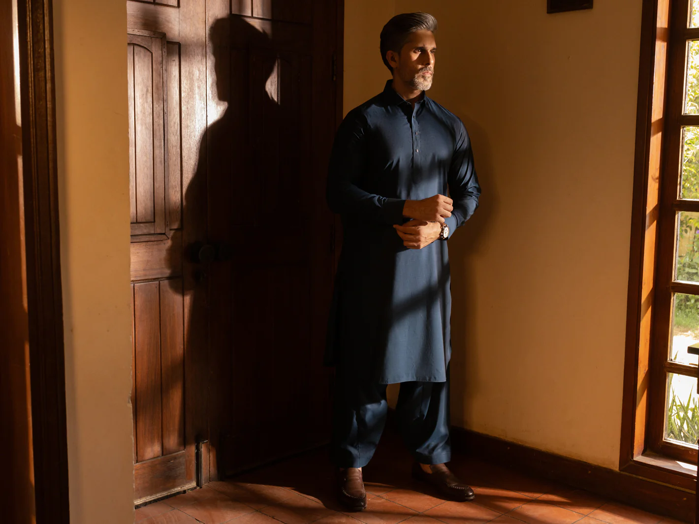 Blue Cotton Kameez Shalwar - ALWA-KS-471 - Image 4