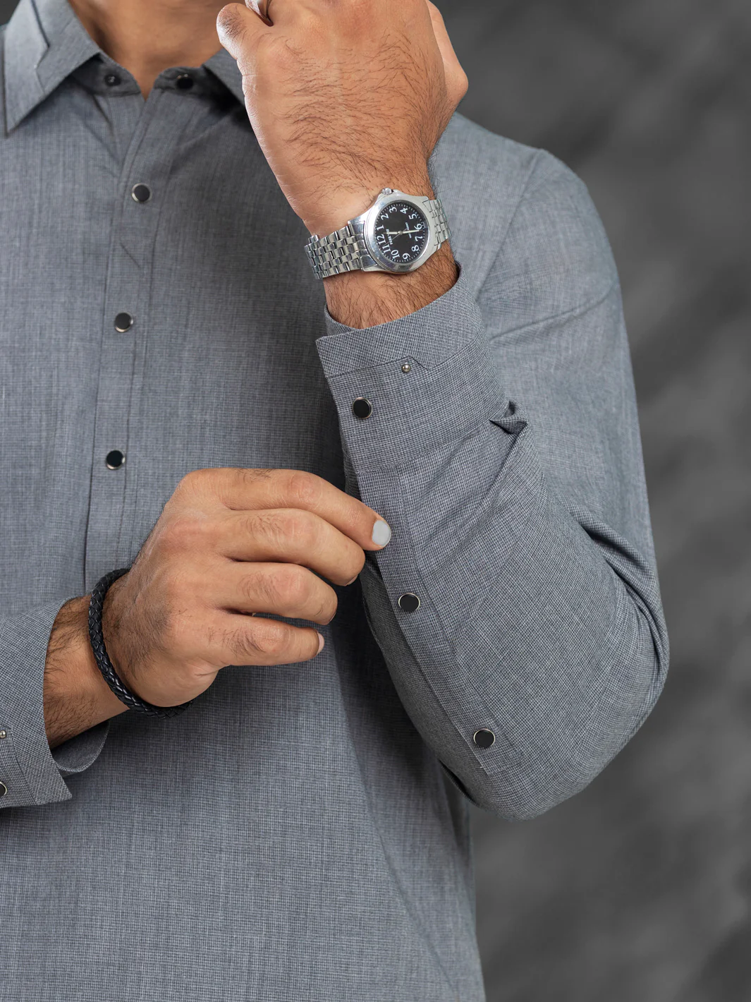 Grey Blended Kameez Shalwar - ALWA-KS-479 - Image 3