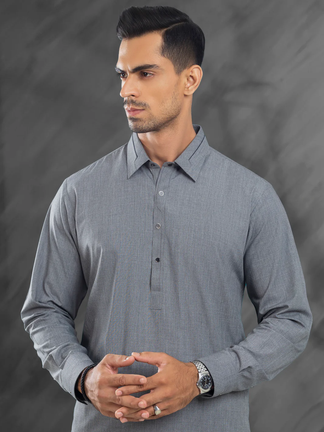 Grey Blended Kameez Shalwar - ALWA-KS-479 - Image 4