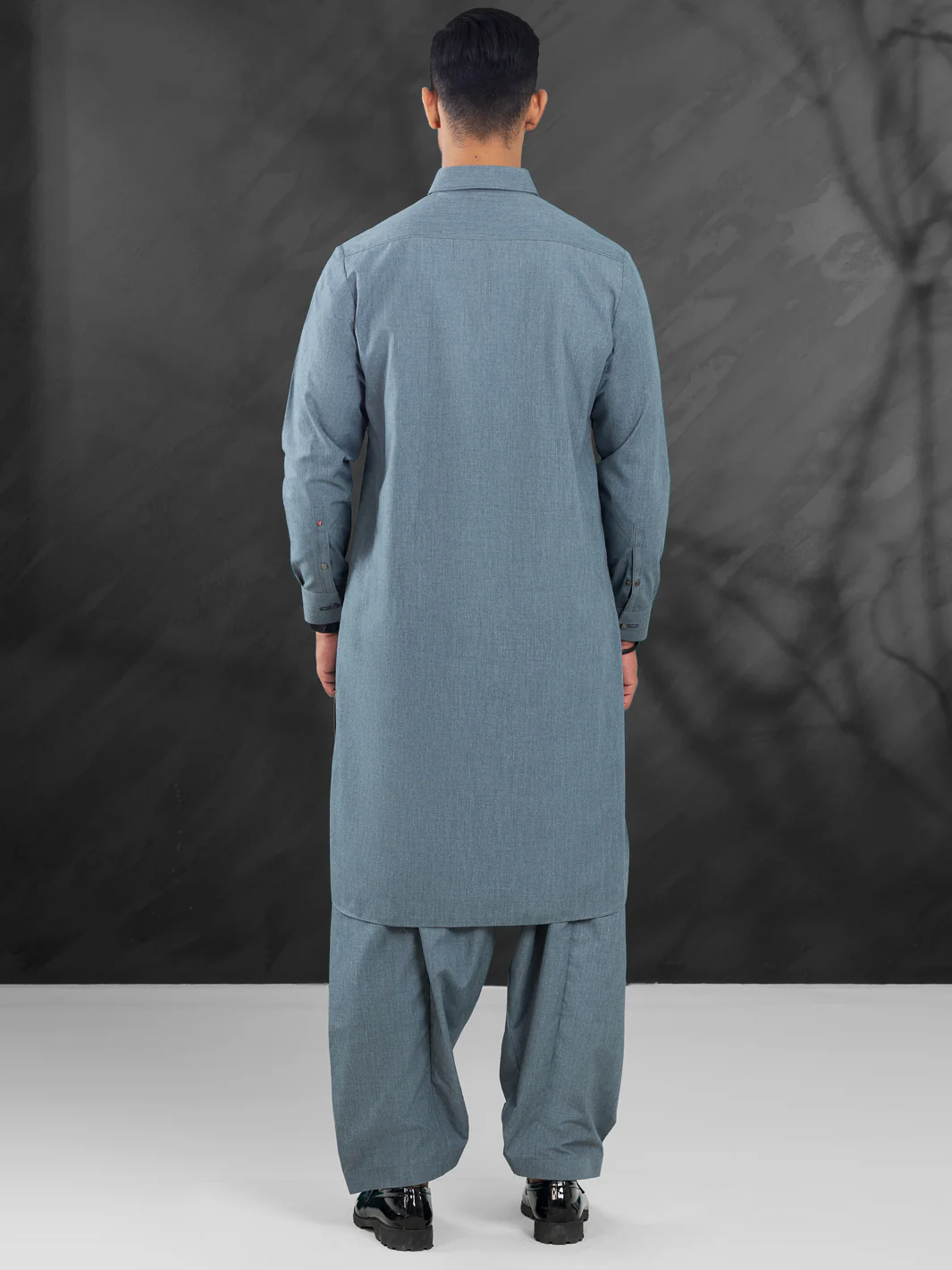 Grey Blended Kameez Shalwar - ALWA-KS-482 - Image 2
