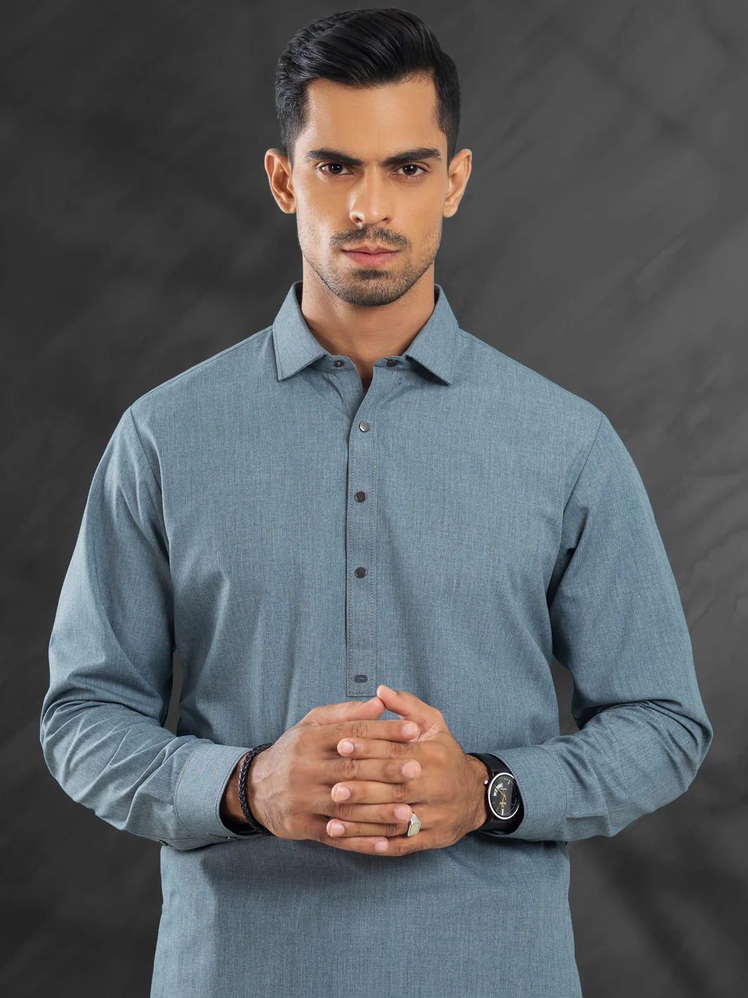 Grey Blended Kameez Shalwar - ALWA-KS-482 - Image 3