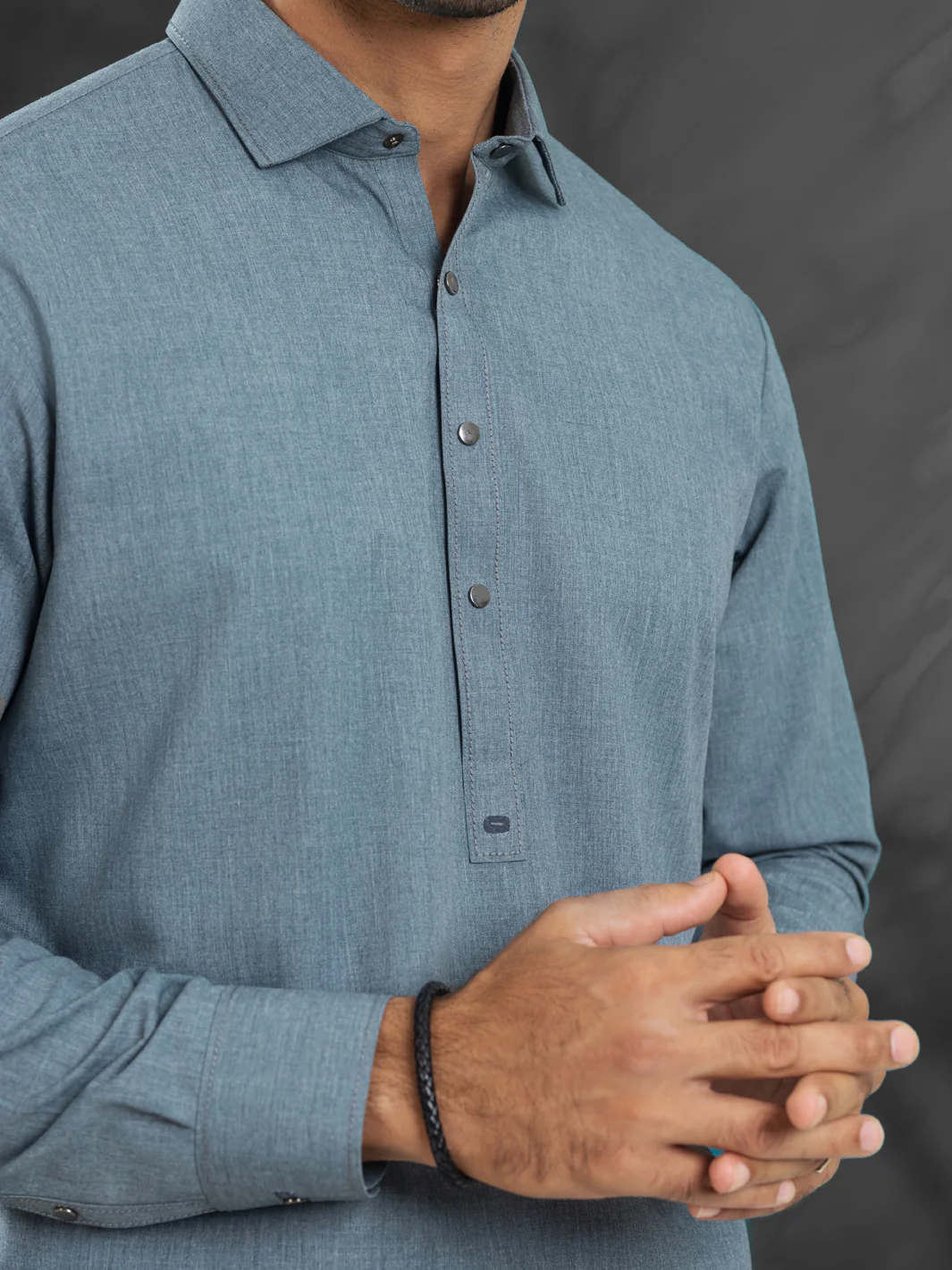 Grey Blended Kameez Shalwar - ALWA-KS-482 - Image 4