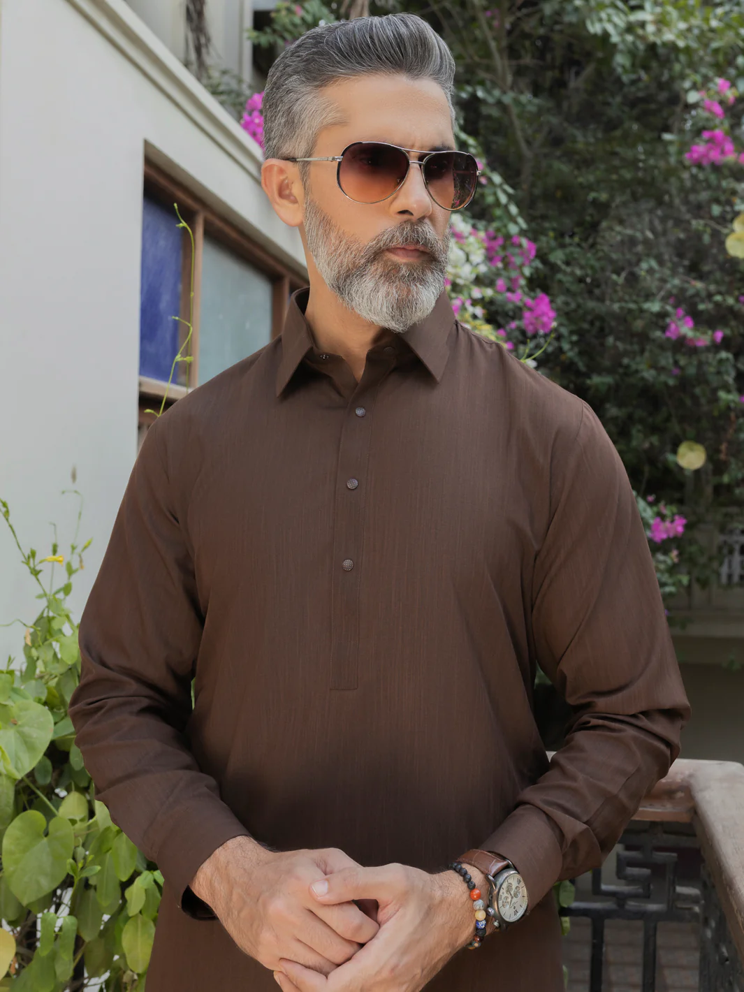 Brown Blended Kameez Shalwar - ALWA-KS-491 - Image 4