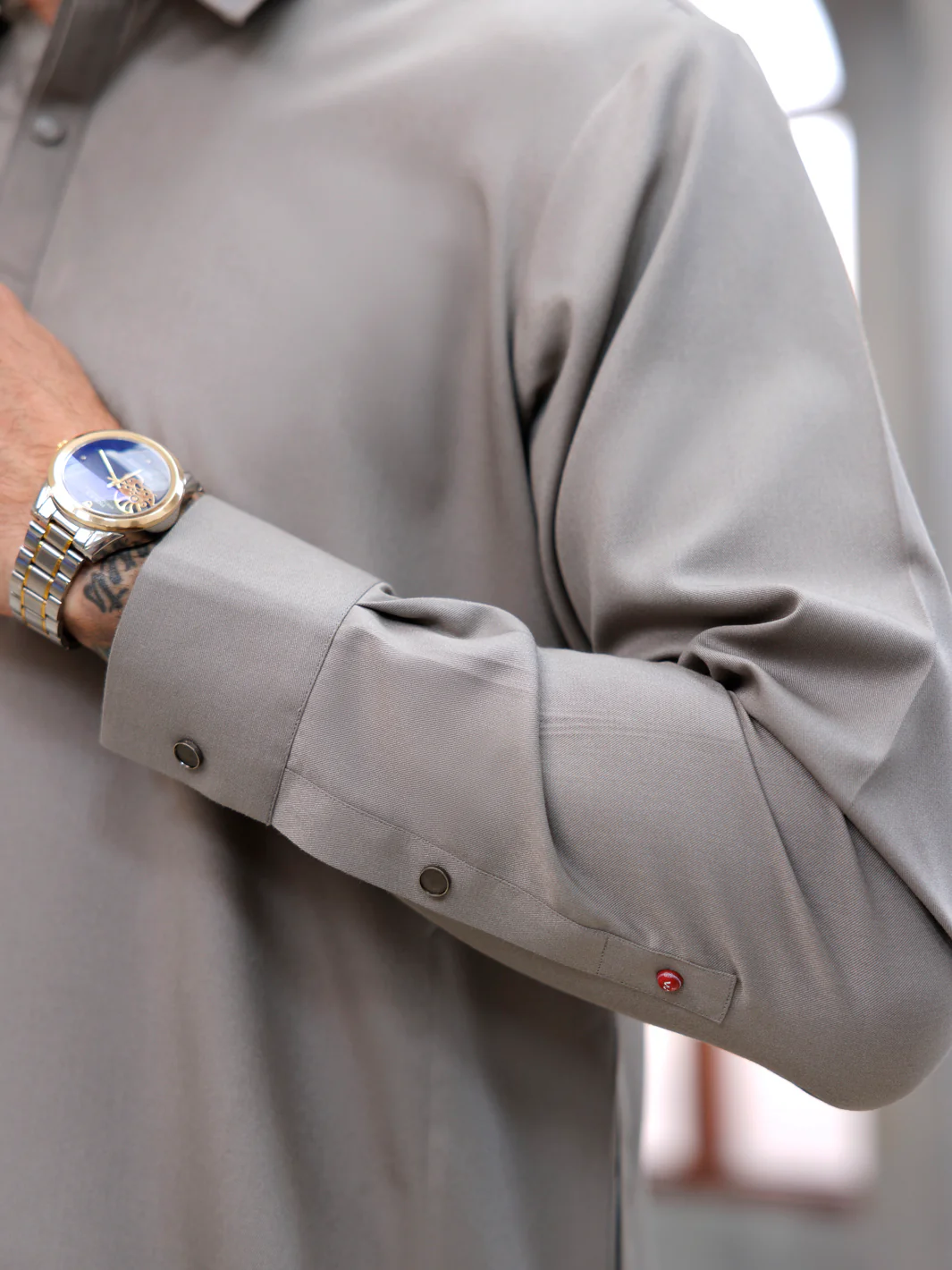 Light Grey Blended Kameez Shalwar - ALWA-KS-494A - Image 4
