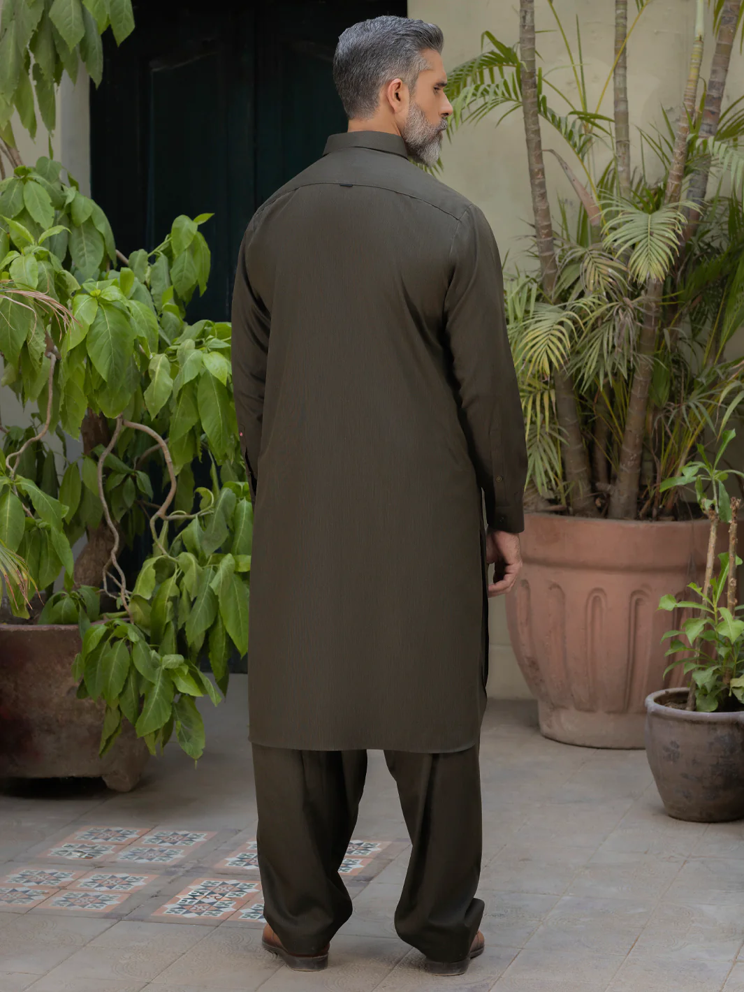 Green Blended Kameez Shalwar - ALWA-KS-500 - Image 3