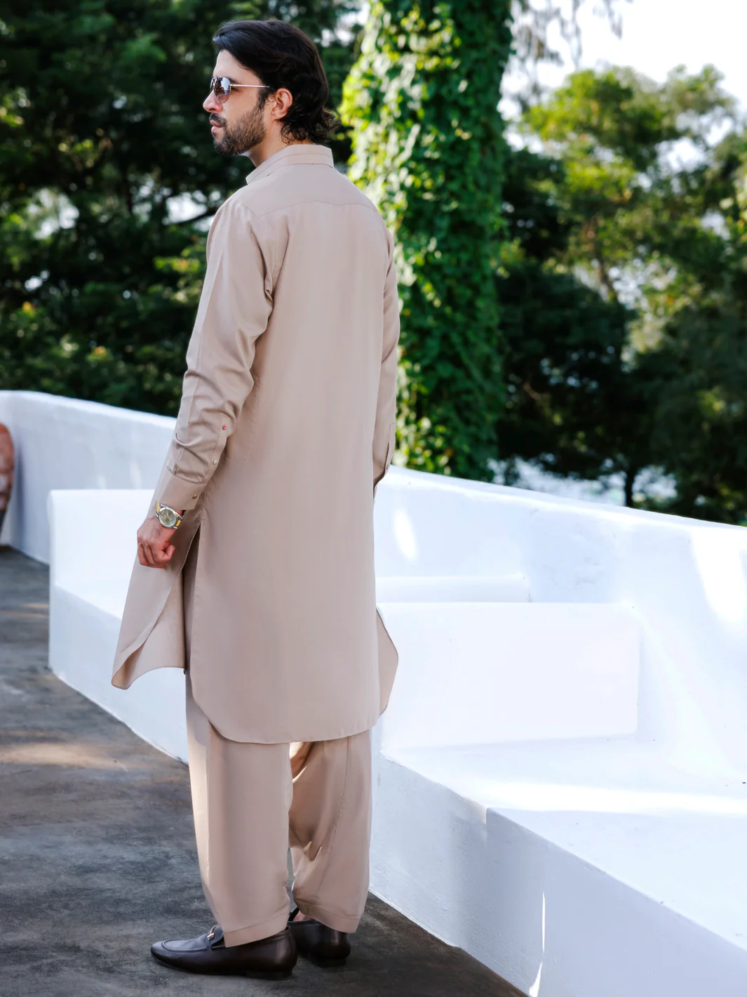Light Brown Blended Kameez Shalwar - ALWA-KS-511A - Image 5