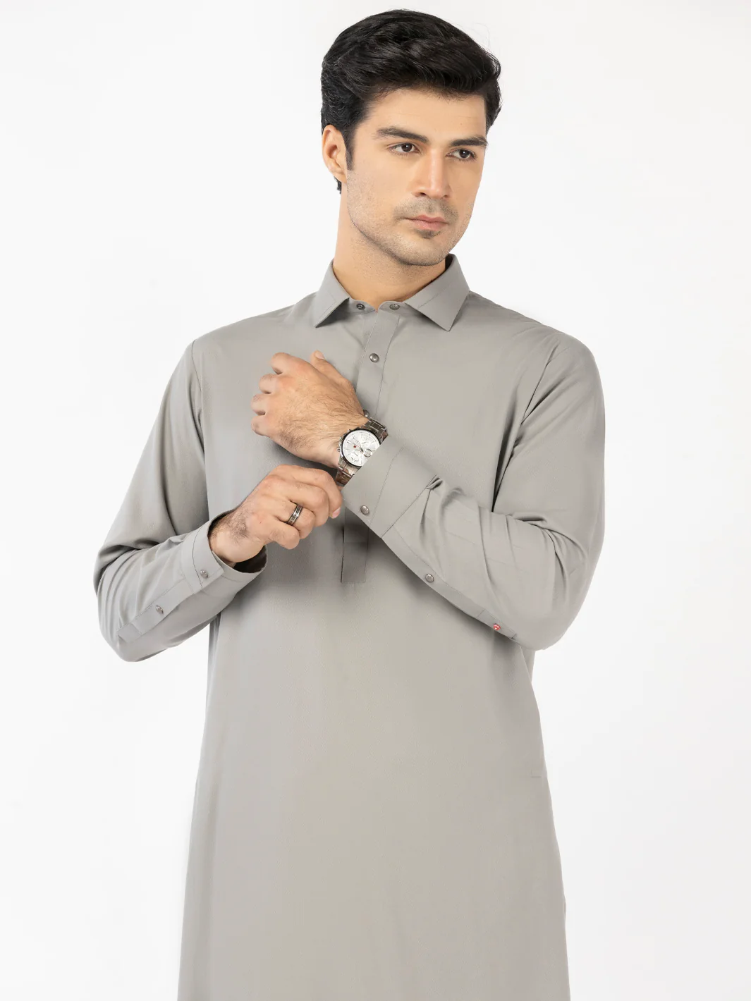 Grey Blended Kameez Shalwar - ALWA-KS-515A - Image 2