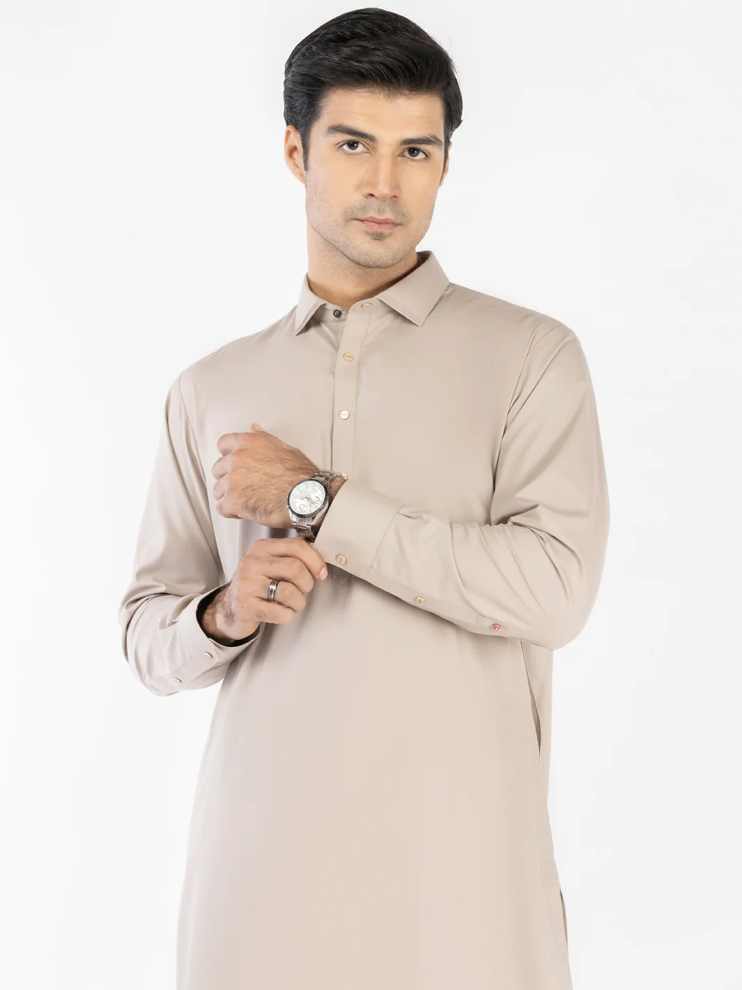 Fawn Blended Kameez Shalwar - ALWA-KS-516 - Image 2