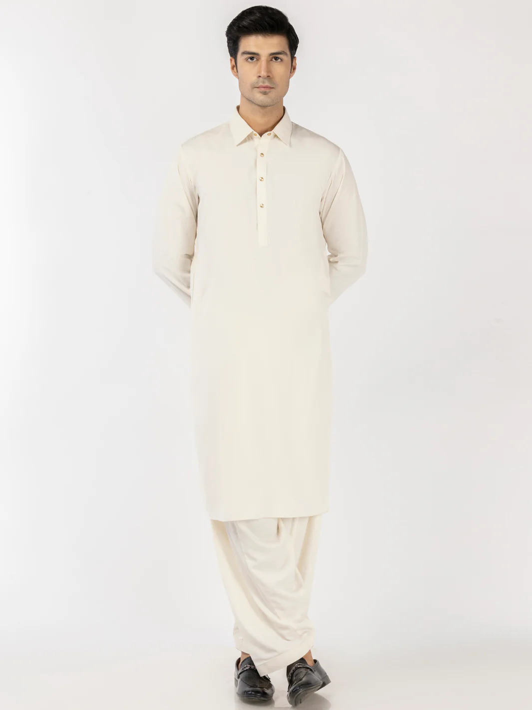 Off White Blended Kameez Shalwar - ALWA-KS-517