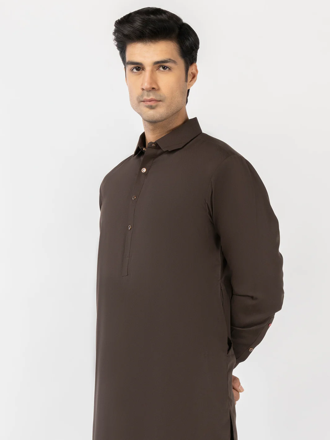 Dark Brown Blended Kameez Shalwar - ALWA-KS-518 - Image 2