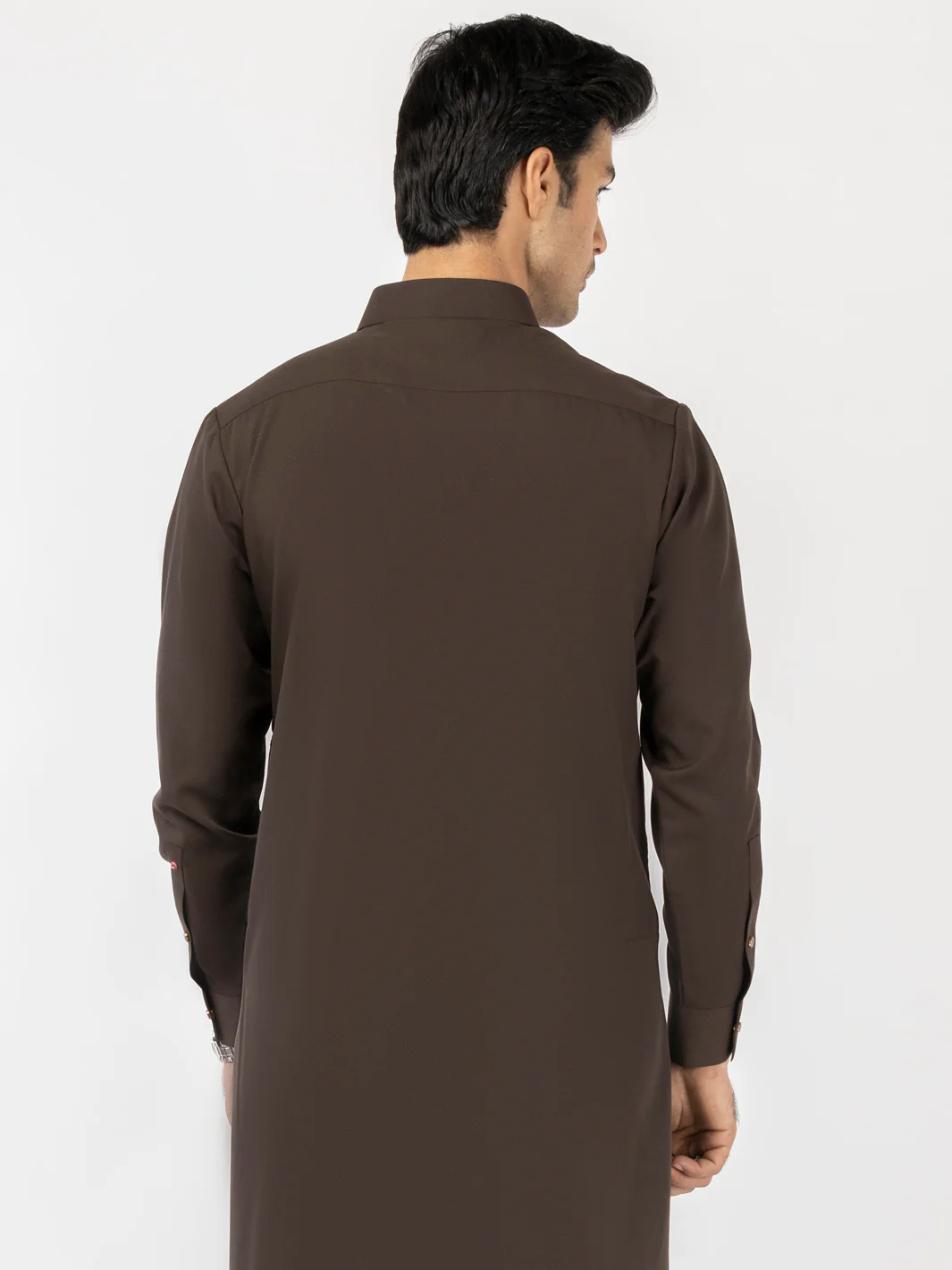 Dark Brown Blended Kameez Shalwar - ALWA-KS-518 - Image 4