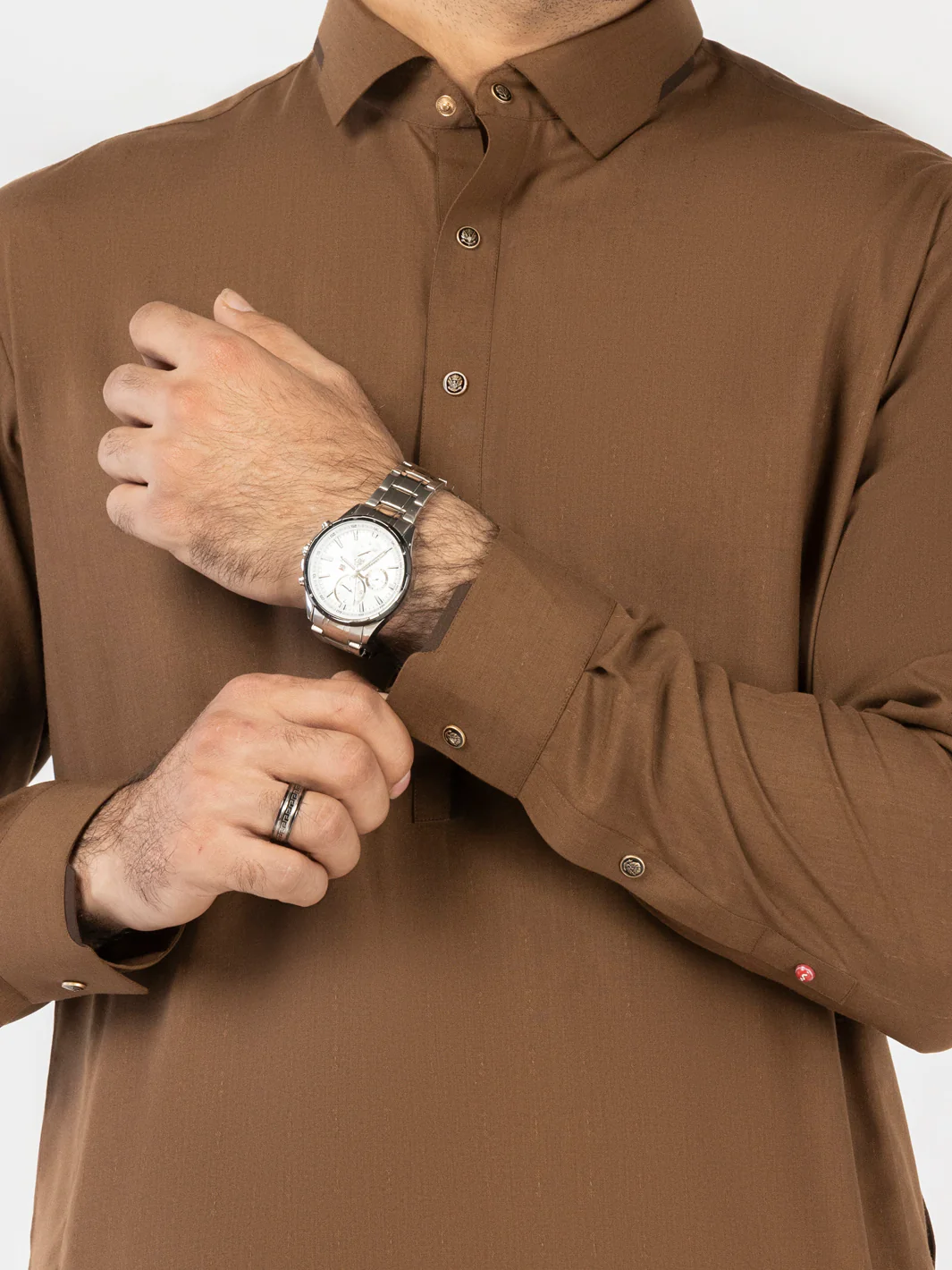 Brown Blended Kameez Shalwar - ALWA-KS-519A - Image 4