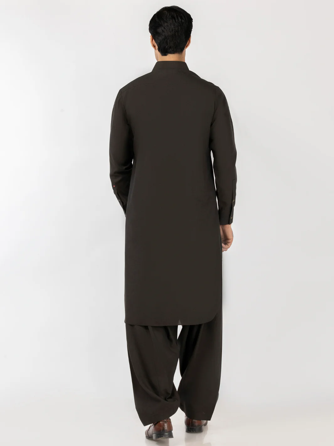 Deep Olive Blended Kameez Shalwar - ALWA-KS-520 - Image 4
