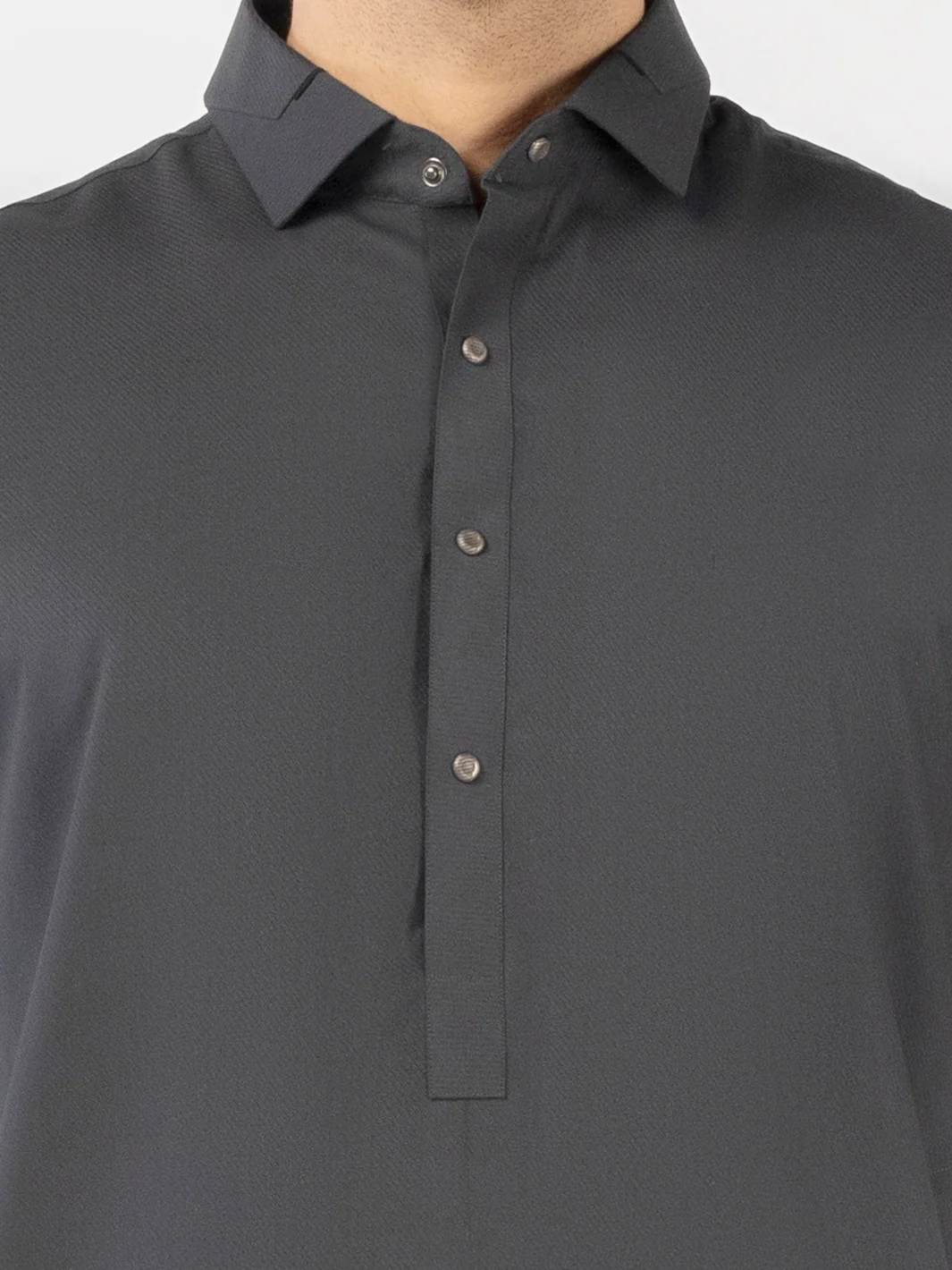 Charcoal Grey Blended Kameez Shalwar - ALWA-KS-521 - Image 3