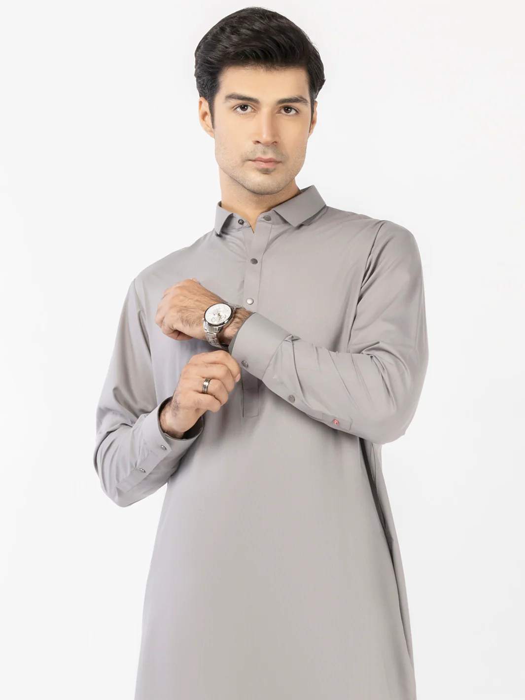 Grey Blended Kameez Shalwar - ALWA-KS-526 - Image 2