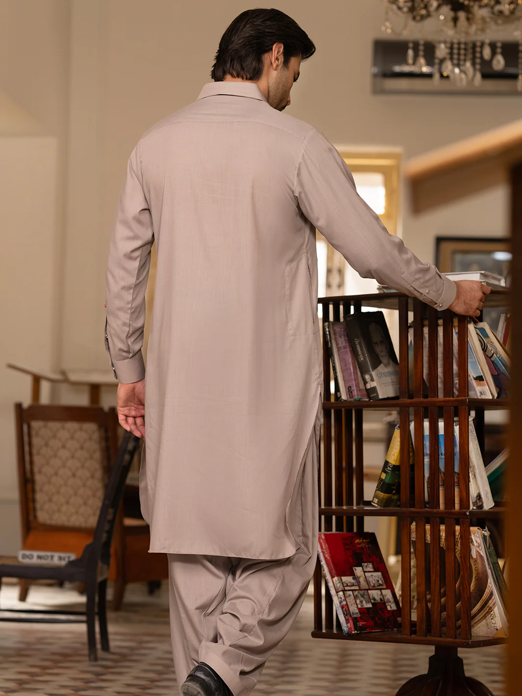 Light Brown Blended Kameez Shalwar - ALWA-KS-529 - Image 4