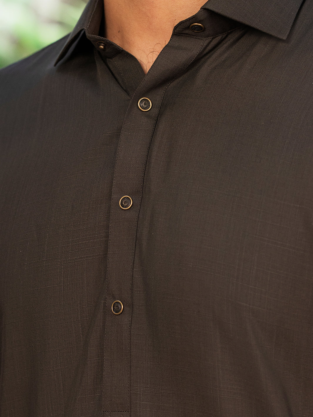 Olive Green Blended Kameez Shalwar - ALWA-KS-530 - Image 5