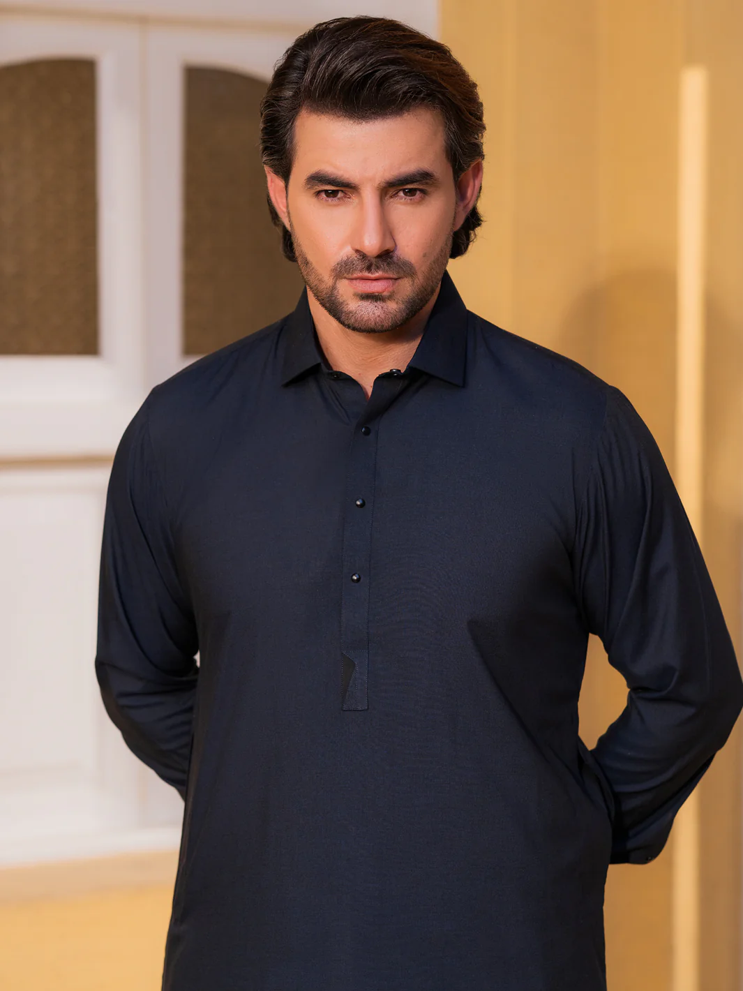 Dark Blue Blended Kameez Shalwar - ALWA-KS-532 - Image 2